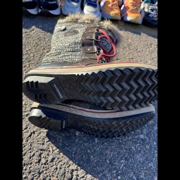 SOREL Snow boots fur trim brown Tall Tweed Leather sz 8.5 womens - Picture 3 of 5